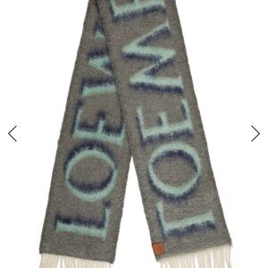 Loewe Wool Scarf in Gray and Blue